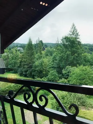 a view from the balcony of a house at Agroturystyka SKALNE in Szczawa