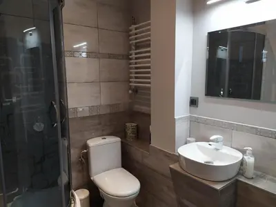 a bathroom with a toilet and a sink and a shower at Agrorelax - Kasina Wielka in Kasina Wielka