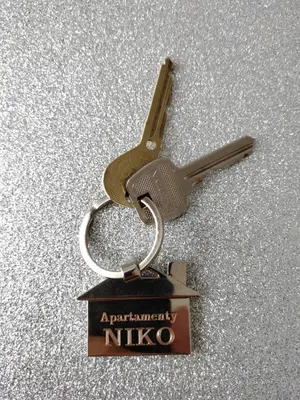 a pair of keys on top of a table at Apartamenty Niko in Zator