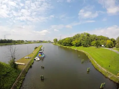 an aerial view of a river with boats in it at Apartments Olit Bajeczna in Kraków