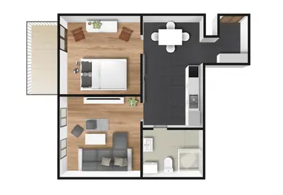 a floor plan of a small apartment at Spanko w Krakowie in Kraków