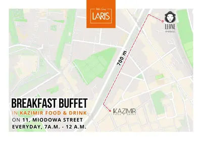 a map of a street with a hamburg food and drink at Leone Aparthotel in Kraków