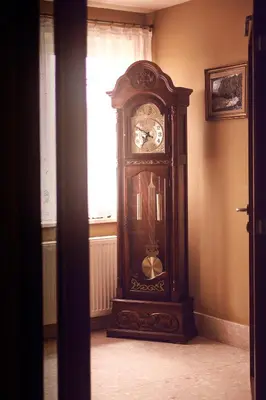 a grandfather clock sitting in the corner of a room at Vinci Hotel Airport in Modlniczka