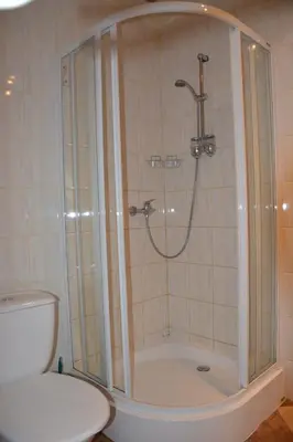 a bathroom with a shower and a toilet at Zawojka in Zawoja