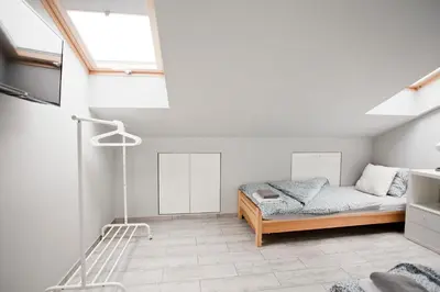 a bedroom with a bed and a window at Spokojna Apartamenty in Trzebinia