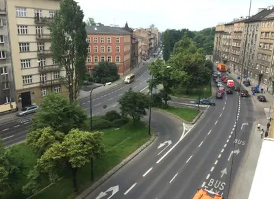 an aerial view of a city street with cars at Apartment II GrayFor2 Old Town Kraków in Kraków