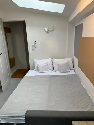 a bedroom with a large bed with white pillows at Ermine Suites in Kraków