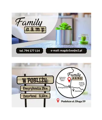 a screenshot of a facebook page with a family farm logo at FamilyCamp in Zator