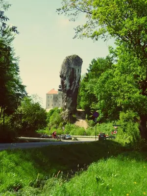 a large rockolith on the side of a road at Agrogosia in Czajowice