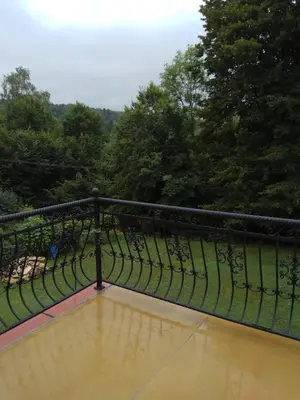a black metal railing on a basketball court at Apartament Przy Skale u Anny in Sąspów