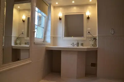 a bathroom with a sink and a mirror at Dom w Beskidach in Stryszawa