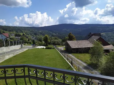 a view from the balcony of a house at Cicha Chata Kudłacze in Pcim