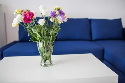 a vase of flowers sitting on a table at Apartament Pod Winogronami in Kraków
