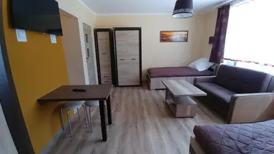 a living room with a couch and a table at Róża Pustyni in Chrzanów