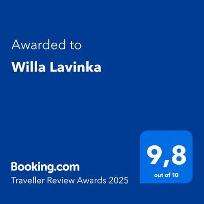 a screenshot of a cell phone with the text awarded to willka kayivanka at Willa Lavinka z sauną in Zawoja