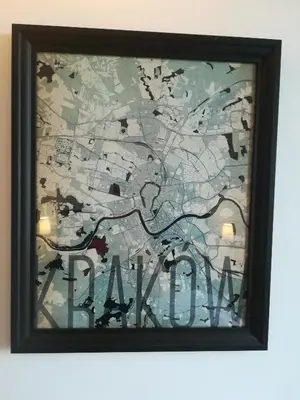 a painting of a map of a city at Szeroka View Apartment in Kraków
