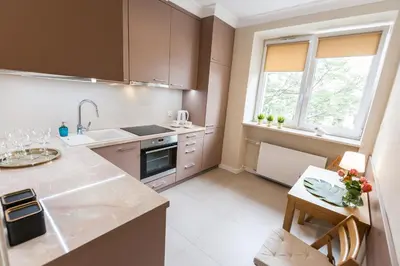 a kitchen with a sink and a counter top at Vintage Krasińskiego 7 Apartments in Kraków