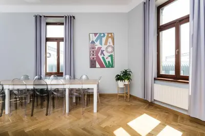 a dining room with a table and chairs at Beautiful apartment, great location, Old Town & Kazimierz in Kraków