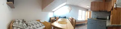 a small kitchen with a sink in a room at Noclegi przy Skawie in Zator