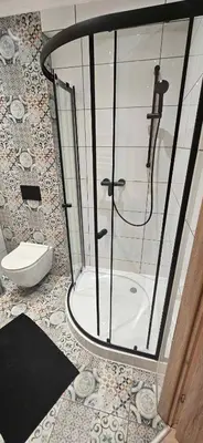 a bathroom with a shower and a toilet at U Jędrusia in Zubrzyca Górna