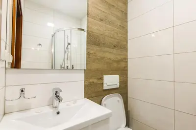 a bathroom with a sink and a toilet at BABIOGÓRSKA B&B in Zubrzyca Górna
