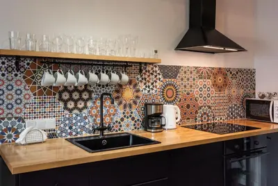 a kitchen with a sink and a counter top at Modern APARTMENT ARIZONA STUDIO OLD TOWN Dietla balcony in Kraków