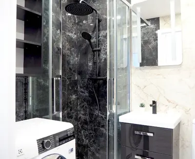 a bathroom with a shower and a sink at Telimeny in Kraków