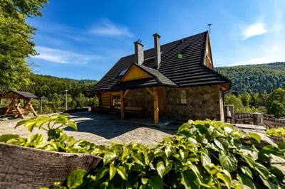 a cabin in the mountains with a roof at Kocierska Chata in Kocierz Rychwałdzki