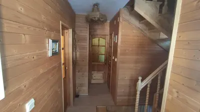 a bathroom with a shower and a toilet and a sink at Domek Zawoja in Zawoja