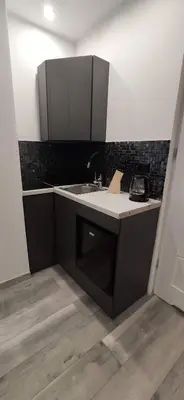 a kitchen with a sink and a counter at Pokoje Gościnne Tyrol in Zawoja