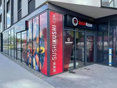 a store front with at MOGILSKA Apartments near Tauron Arena Krakow in Kraków