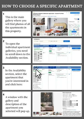 a collage of different pictures of a website at Krupnicza Modern Old Town Apartments - by Upstairs in Kraków