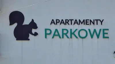 a sign for the apartmentventhventhventhventhventhventhventhventhventhventhventh at Apartamenty Parkowe D9 z garażem in Oświęcim