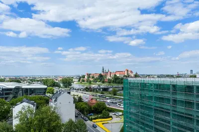 a view of a city from a building at Barska 69 Taras 360 in Kraków