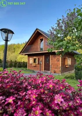 a house with a bunch of flowers in front of it at U Krysi in Kojszówka