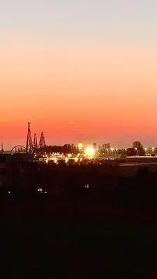 a view of a city at night with the horizon at ENERGYLANDIA Zator Apartament Madzia in Zator
