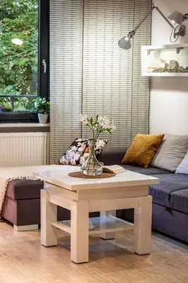 a living room with a table and a couch at Smart Executive in Kraków
