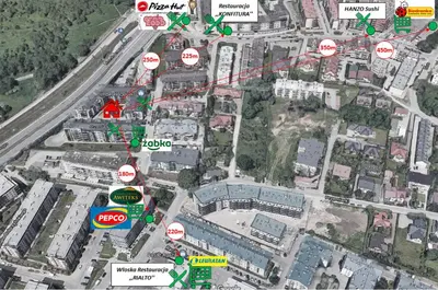 a map of the proposed redevelopment of the ballpark at Apartament 33 in Kraków