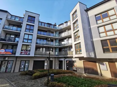 an apartment building with balconies on the side of it at Apartament 33 in Kraków