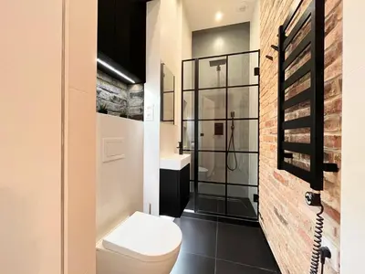 a bathroom with a toilet and a shower at Large 75 m2 Apartment for 6 guests next to Wawel Castle in Kraków