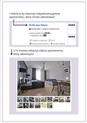 a page of a website with a picture of a room at Classy Old Town Suites - by Upstairs in Kraków