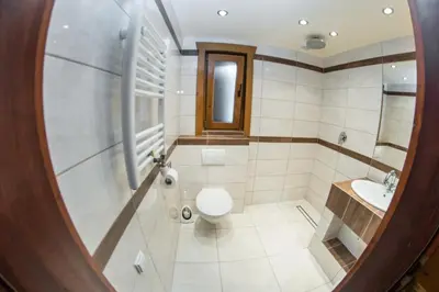 a bathroom with a toilet and a sink at Noclegi-Dobczyce in Dobczyce