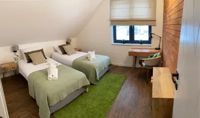 two beds in a room with two cats on them at Domy Pod Babią in Zawoja