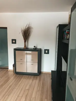 a room with a dresser with a vase on top of it at Jaszczurowa Apartament II in Jaszczurowa