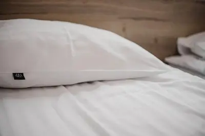 a white pillow sitting on top of a bed at Jura Hotel Osiek in Olkusz