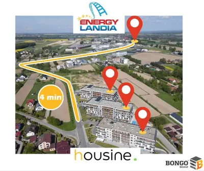 a map of a city with red pinpoint arrows at Apartament Emi Zator by Housine in Zator