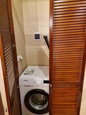 a washer and dryer in a small room at Atena - Pantheon Apartments in Kraków