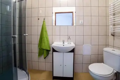 a bathroom with a sink and a toilet and a shower at Urban Nest Apartments Szewska 21-19 in Kraków