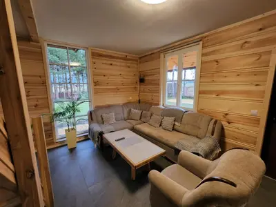 a living room with a couch and a table at Agro-Gala in Rabka