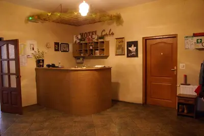 a bar in a room with a counter and a door at Agro-Gala in Rabka